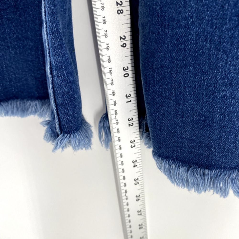 Kancan High Rise Flare Jeans Raw Hem Womens Sz 11/29‎ Blue Denim Front Seam Boho - Picture 8 of 12